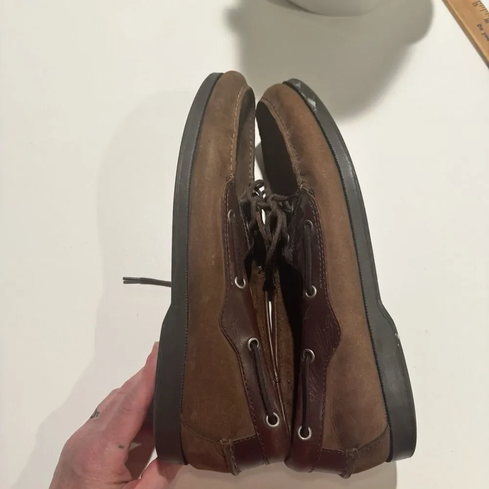 Mens Orvis Waxed Brown Boat Shoes Size 13M Vintage
